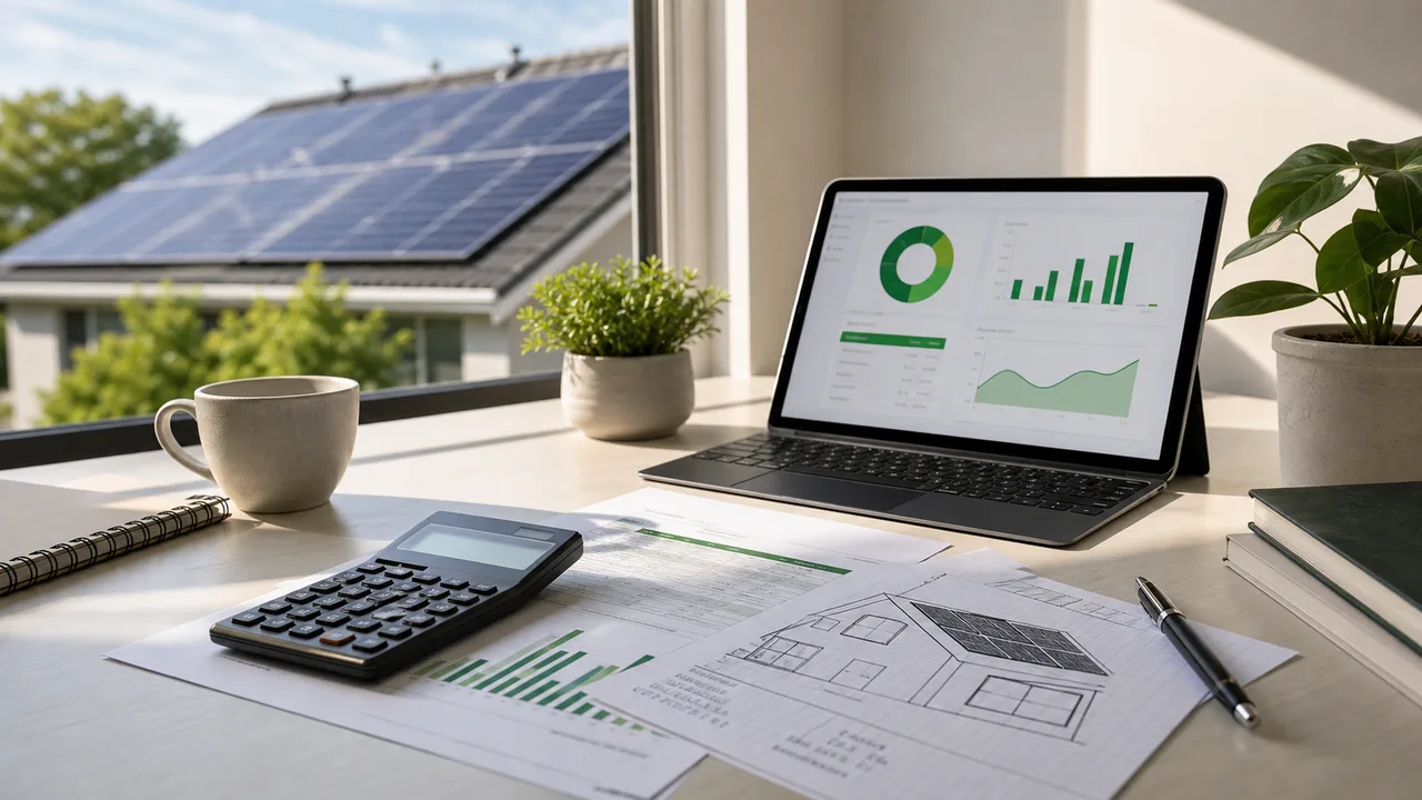 Battery planning desk with calculator, storage specifications, and battery modules